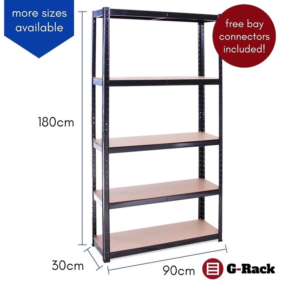 G-Rack 5-Tier Garage Shelving Unit, 35" x 12" x 71", Black