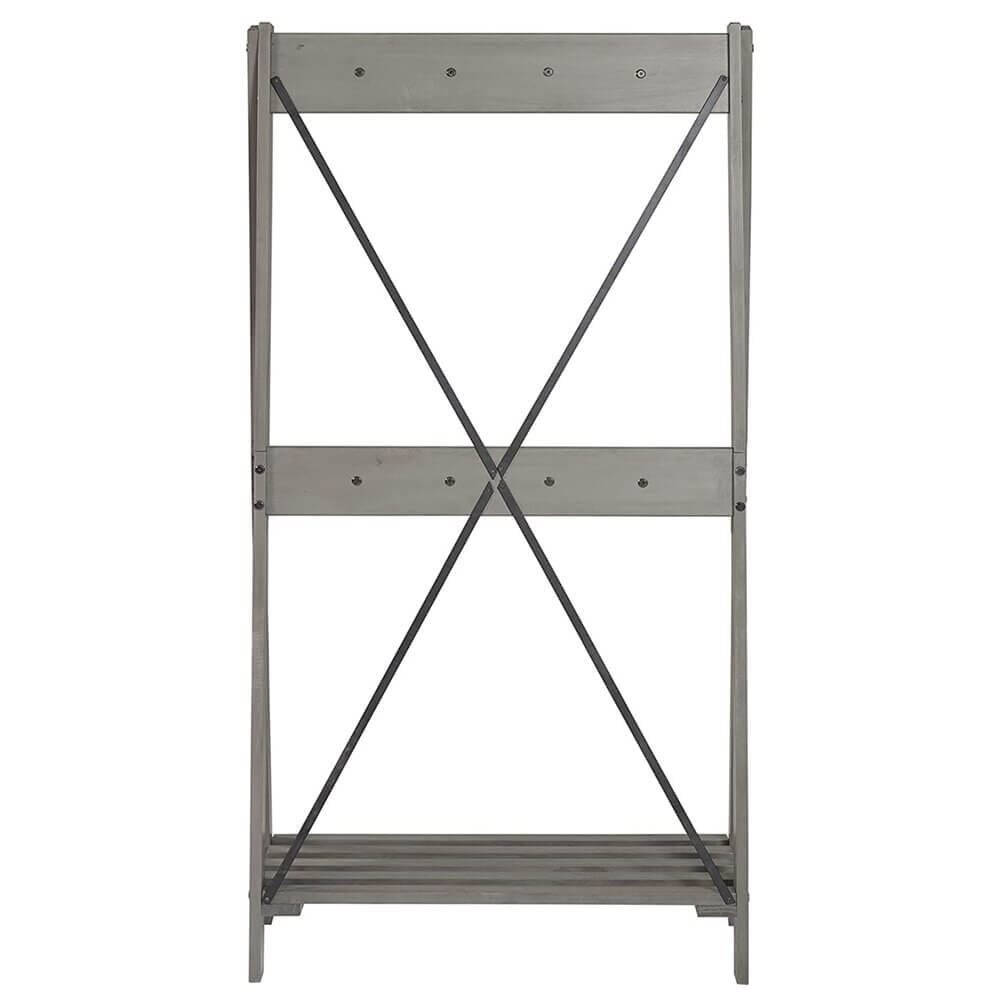 Walker Edison X-Back Farmhouse Entryway Hall Tree Bench and Shoe Storage Shelf, Gray