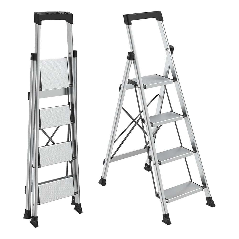 HBTower Aluminum 4 Step Ladder, Silver