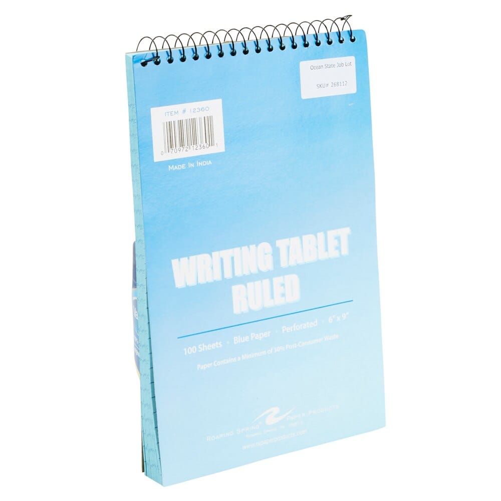 100 Sheet Ruled Writing Tablet, 9"