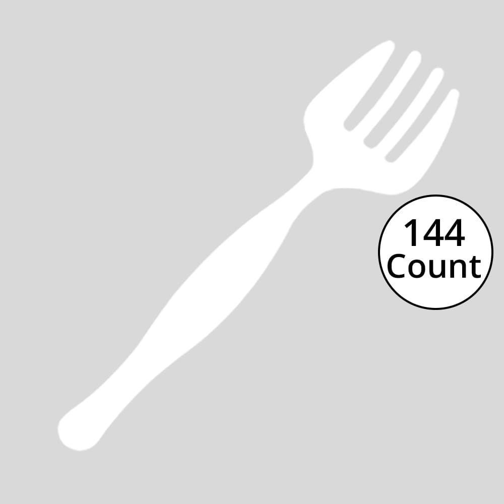 Fineline 9" Plastic Serving Fork, White, 144 Count
