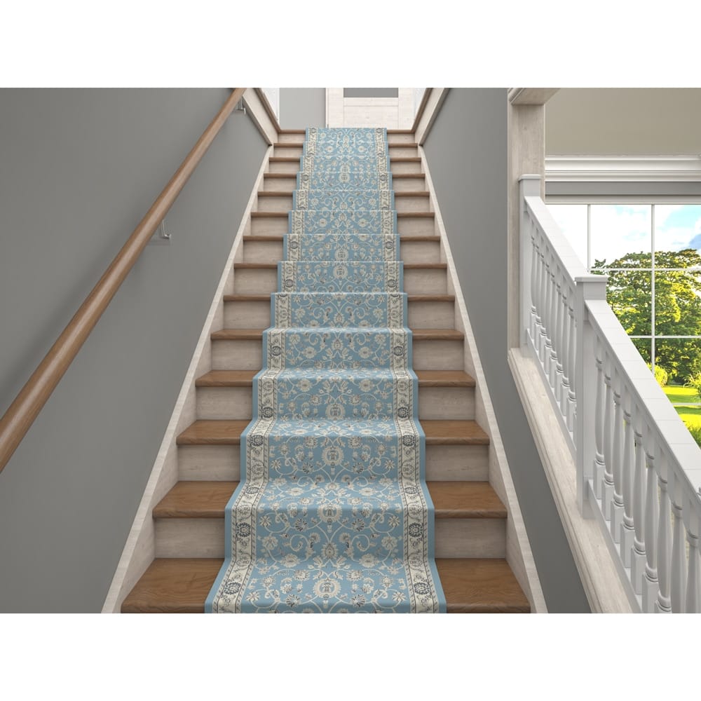 Bellevue Stair Runner, 26" x 25' , Bergama Blue