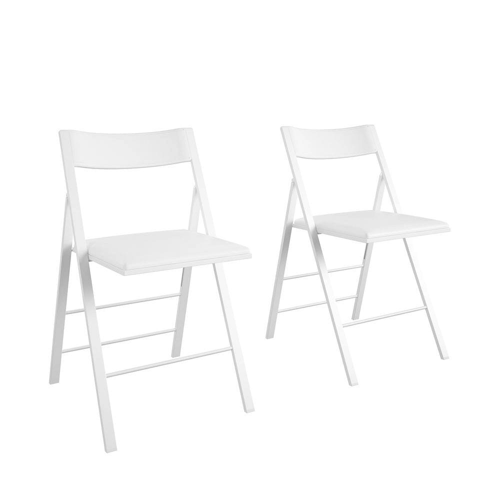 Cosco Vinyl Folding Chair, White, 2 Pack