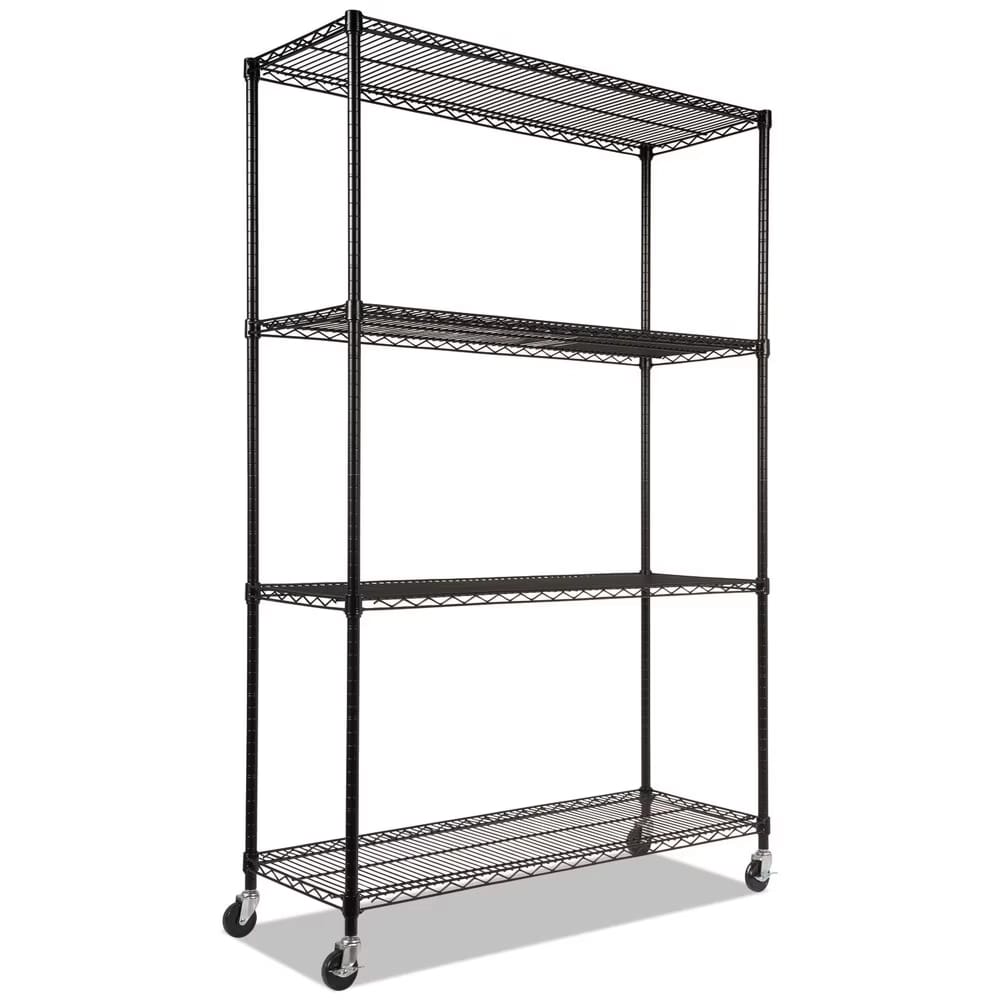Alera 4-Shelf Wire Unit, Black, 48" x 18" x 72"