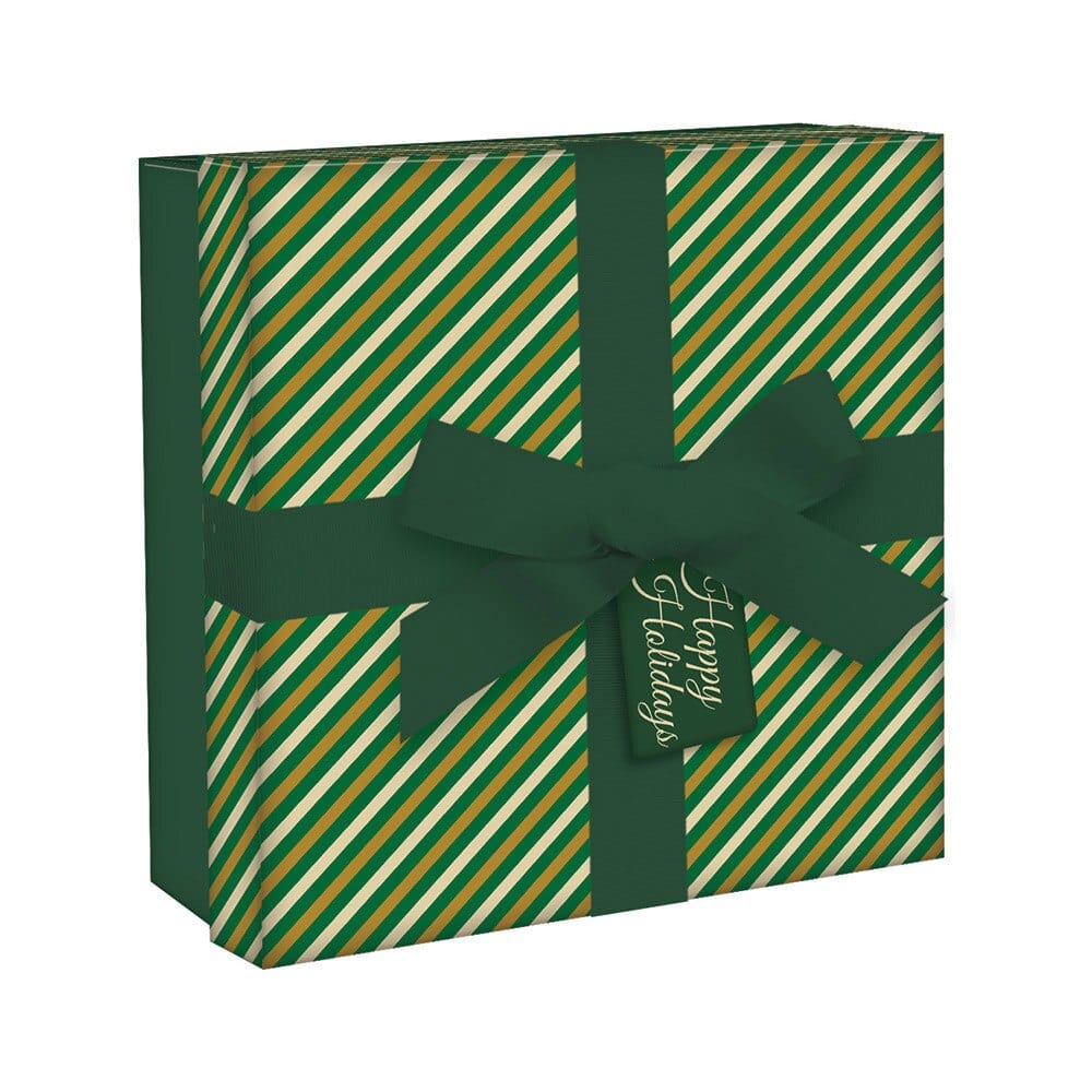 Medium Christmas Gift Box with Ribbon and Tag, 9" x 9"