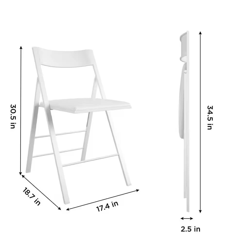 Cosco Vinyl Folding Chair, White, 2 Pack