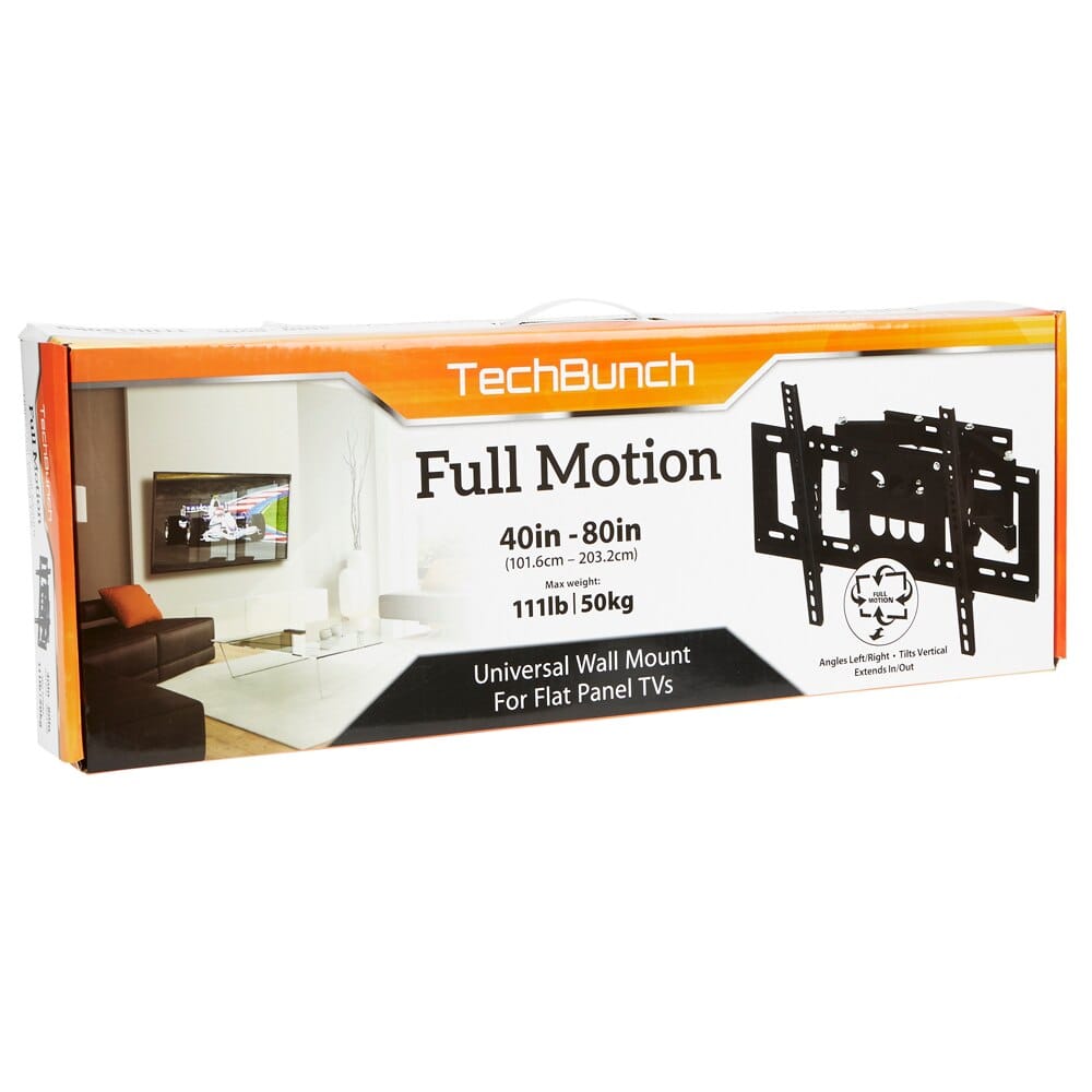 TechBunch Full Motion Universal Wall Mount for Flat TVs, 40" - 80"