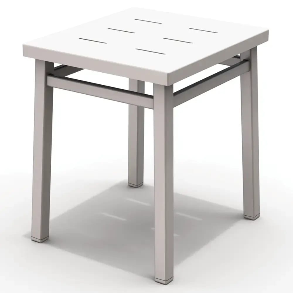 Maiori Aluminum Impression Square Patio Side Table, Blanc