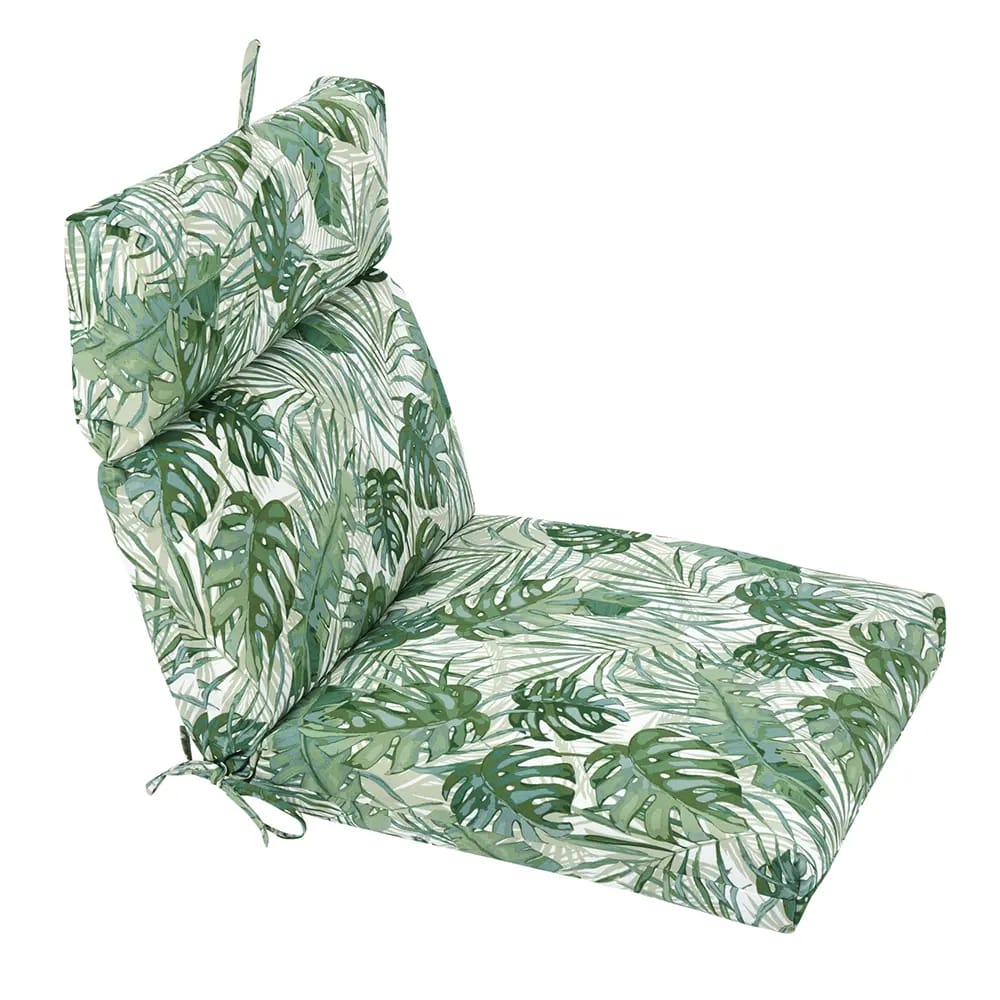 Green Fern Outdoor Reversible Chair Cushion, 22” x 44”