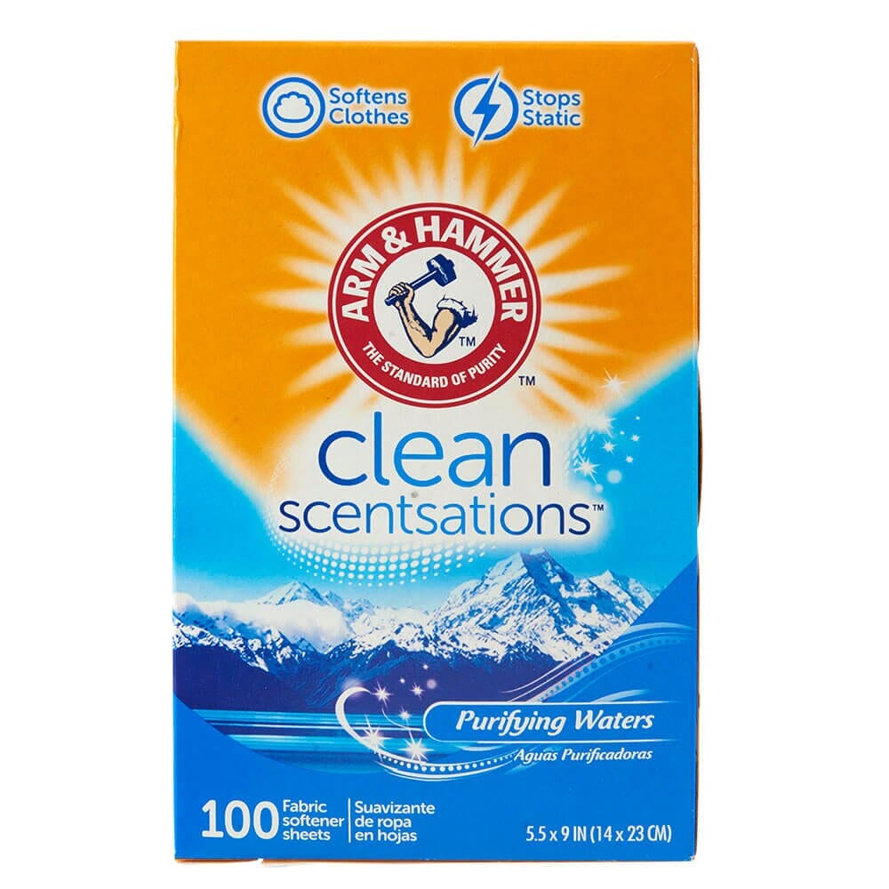 Arm & Hammer Clean Scentsations Purifying Waters Scented Fabric Softener Sheets, 100 Count