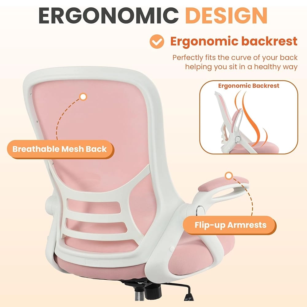 HYLONE Adjustable Ergonomic Office Chair, Pink