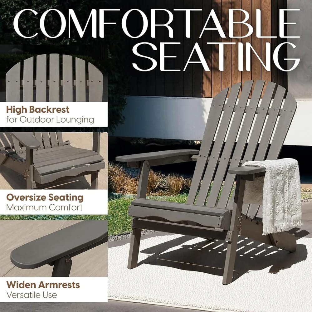 Idzo Outdoor Adirondack Chairs, 2-Piece, Gray