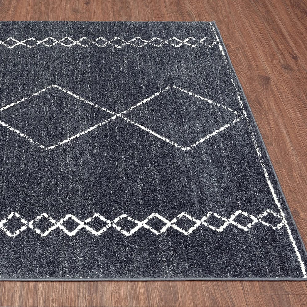 Daphnes 8'8" x 12'6" Geometric Area Rug, Anthracite