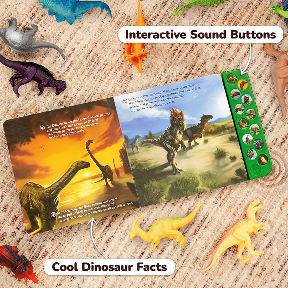 Li'l-Gen Dinosaur Toy Figures with Interactive Sound Book & Activity Play Mat