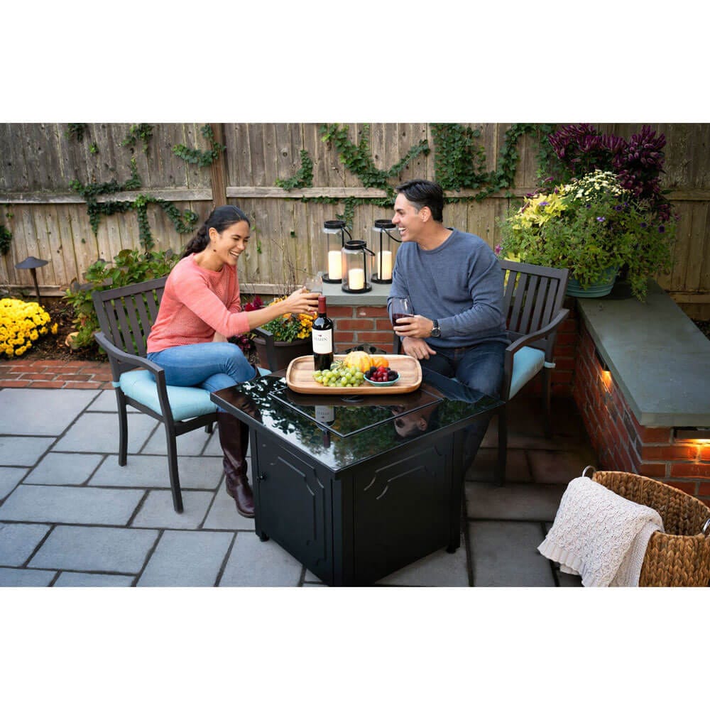 Endless Summer 30" Outdoor Propane Gas Fire Pit, 30,000 BTU, Green Fireglass