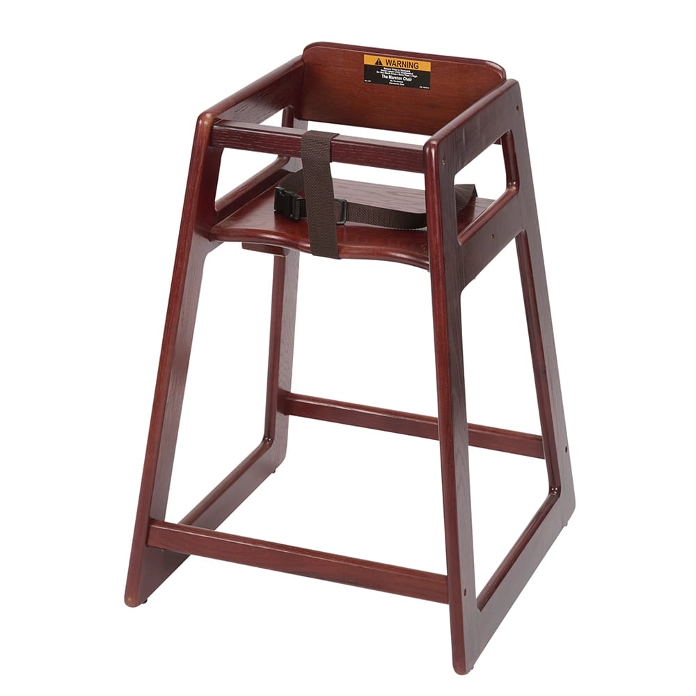 Tomlinson Industries Stacking Restaurant Wood High Chair, Red Mahogany
