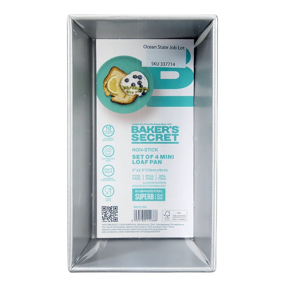 Baker's Secret Non-Stick Aluminized Steel Mini Loaf Pan, 4ct.