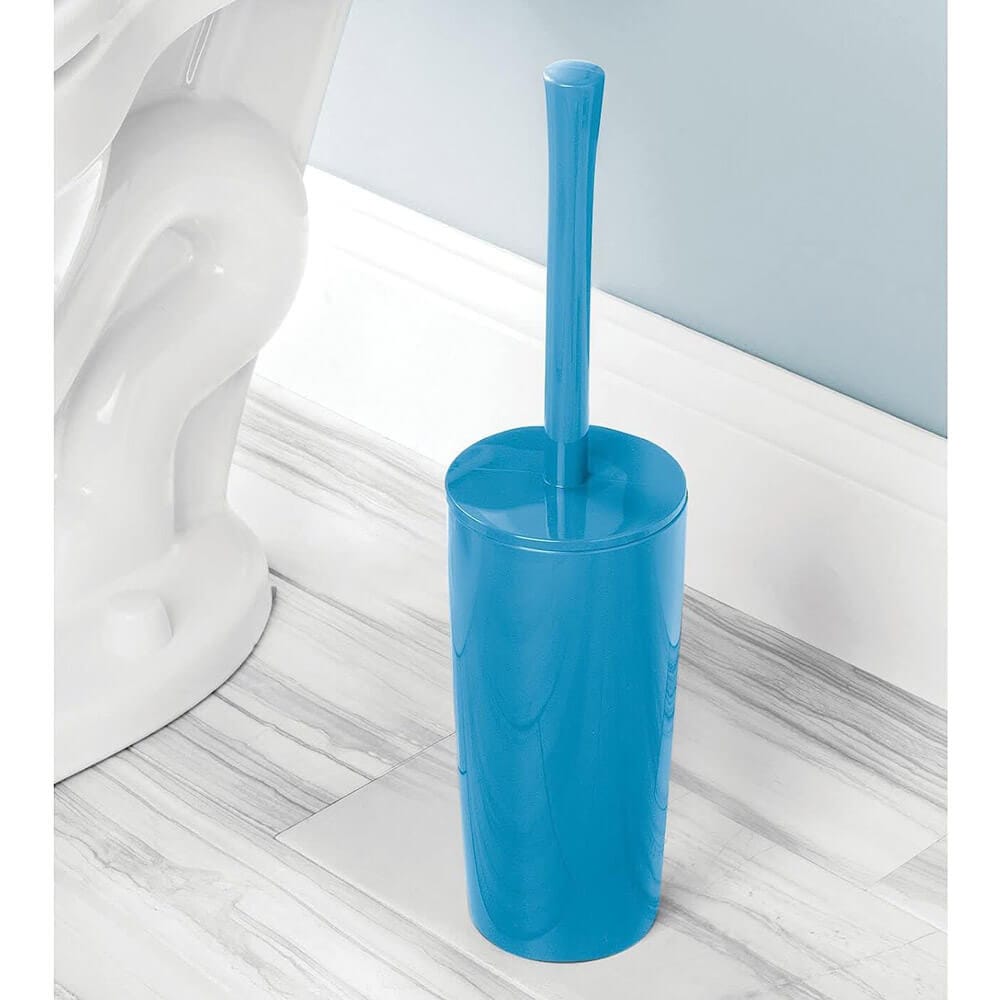 mDesign Compact Toilet Brush/Rectangular Waste Can Combination Set, Cornflower Blue