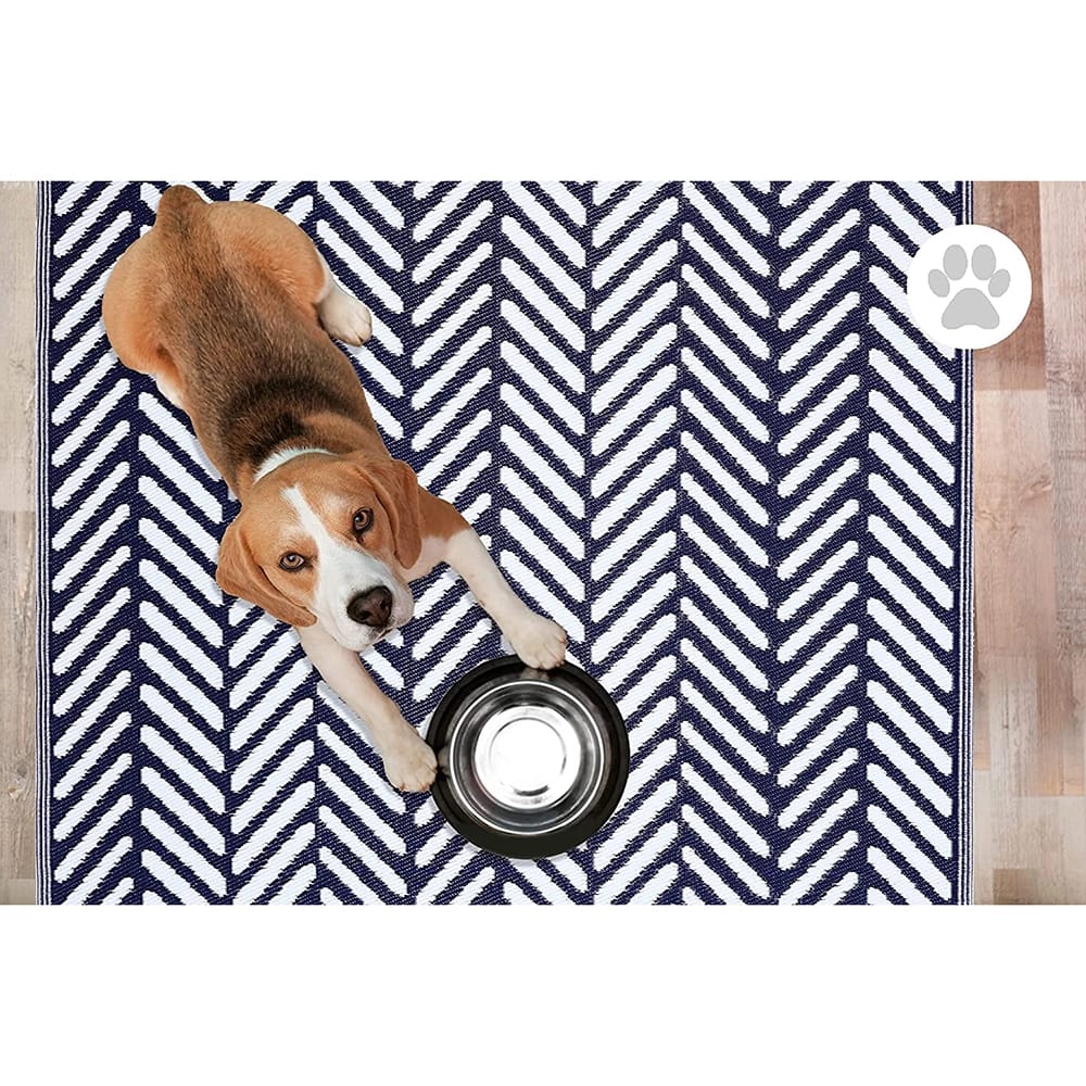 FH Home Reversible Outdoor Area Rug, 5' x 8', Fresno-Navy