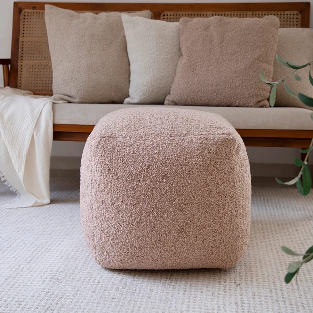 LR Home Boucle Pouf, Tan
