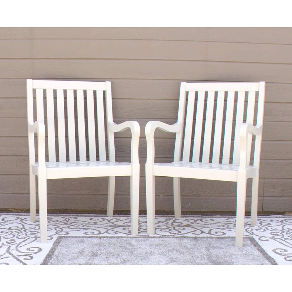 2-Piece White Washed Acacia Dining Chairs