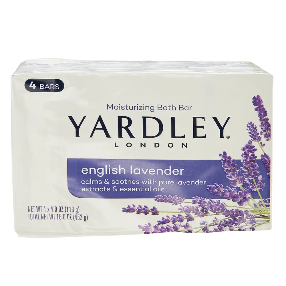 Yardley London Moisturizing English Lavender Bar Soap, 4 Count