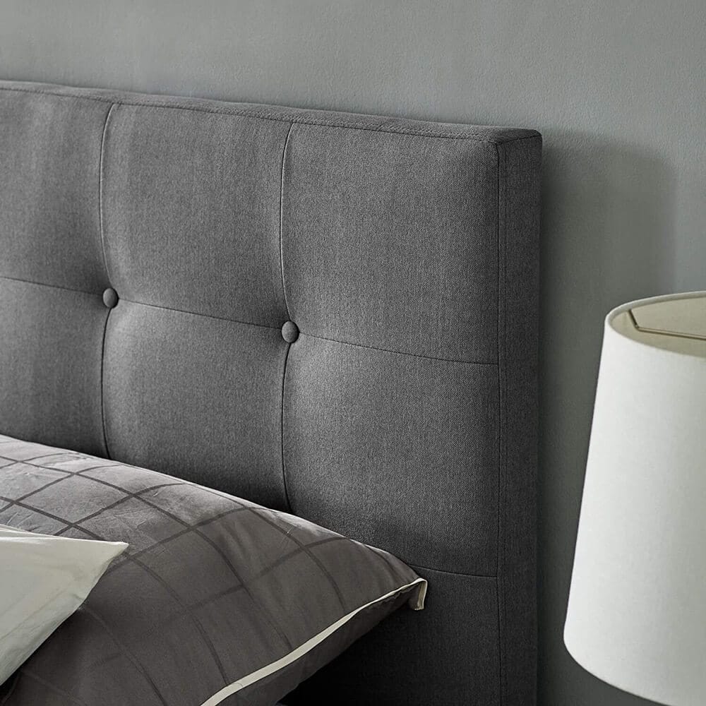Classic Brands Seattle Modern Tufted Upholstered Full Platform Bed Frame, Peyton Steel