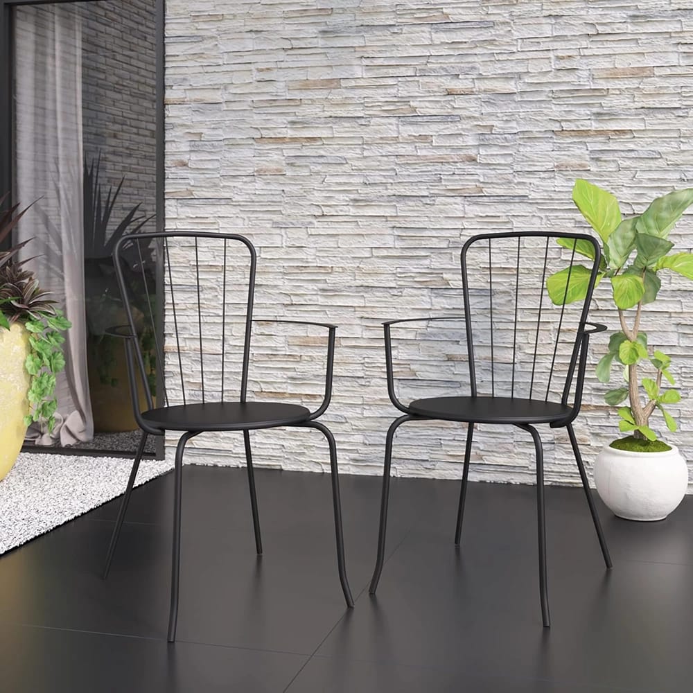 Outdoor Dining Chairs, Black, 2 Count