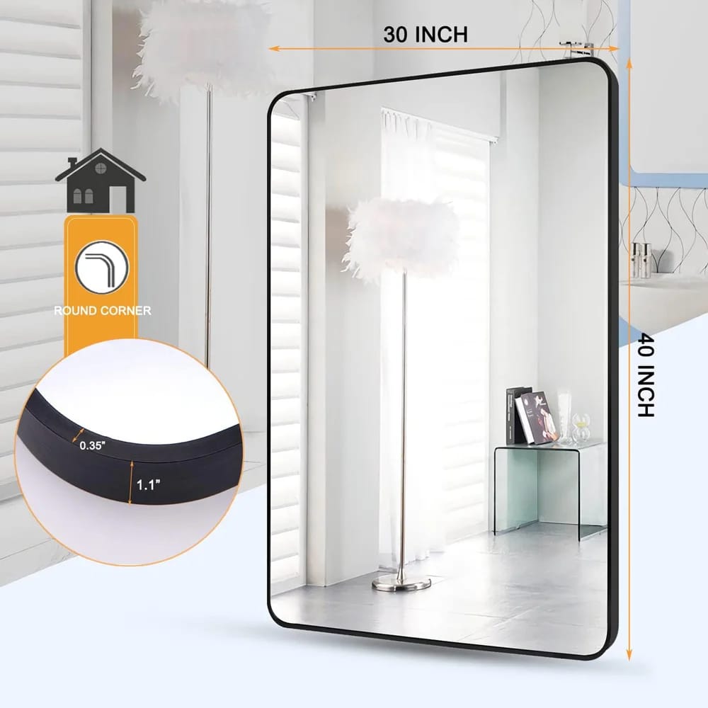 Hamilton Hills Wall Mirror, Black, 30" x 40"