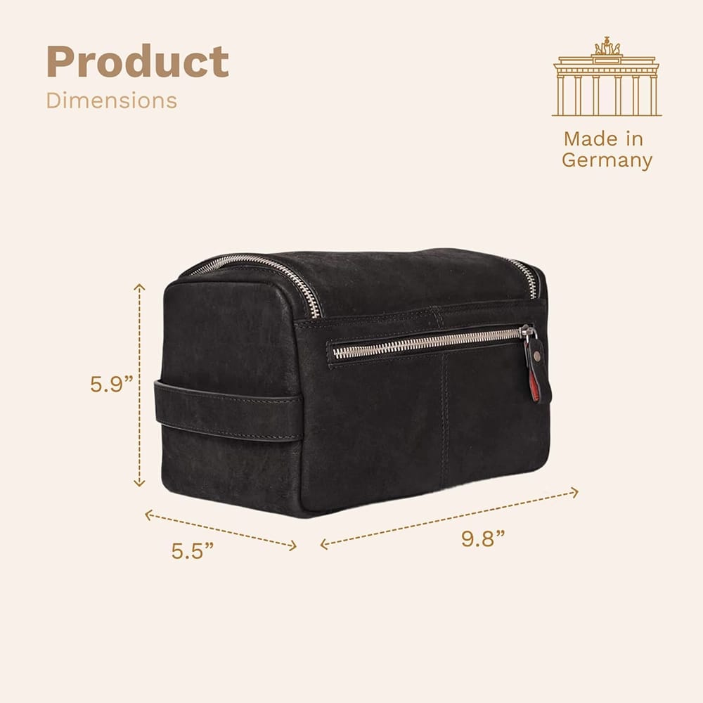 DONBOLSO Leather Toiletry Bag, Vintage Black