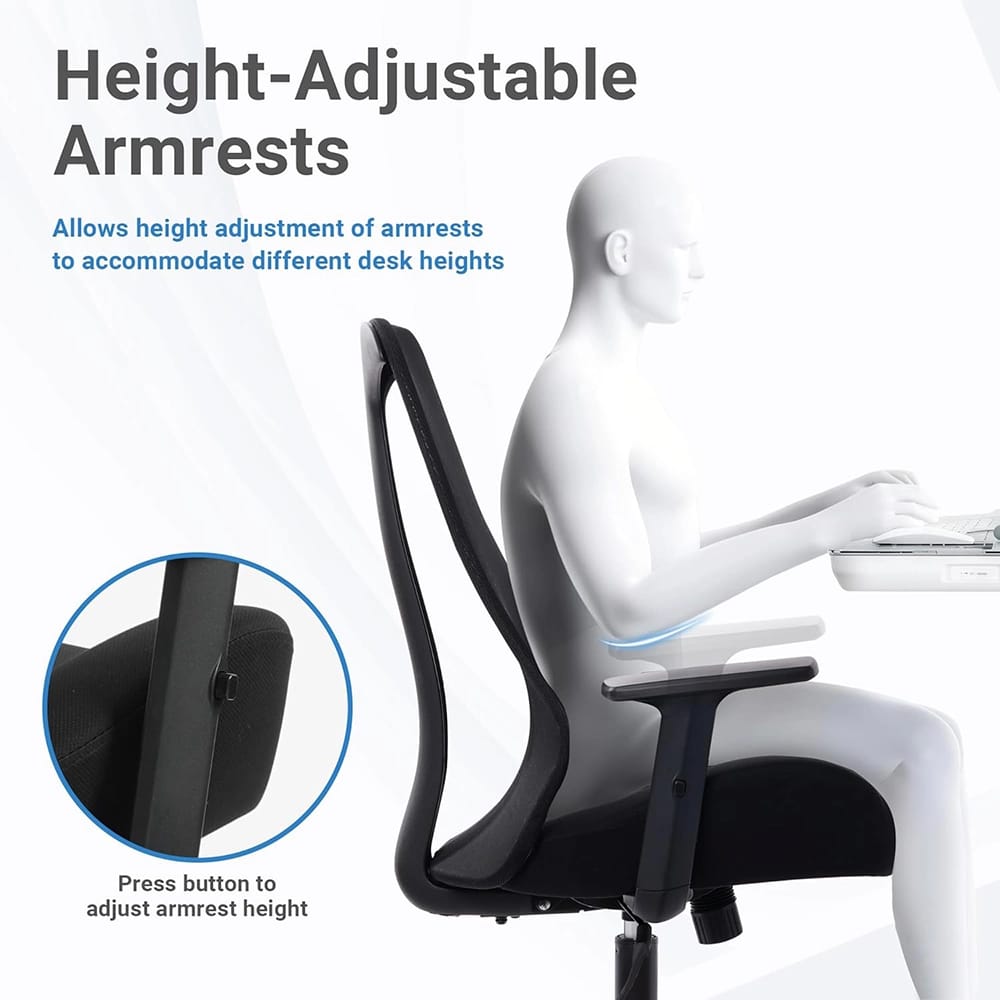 HYLONE Tall Office Chair with Adjustable Armrests, Black