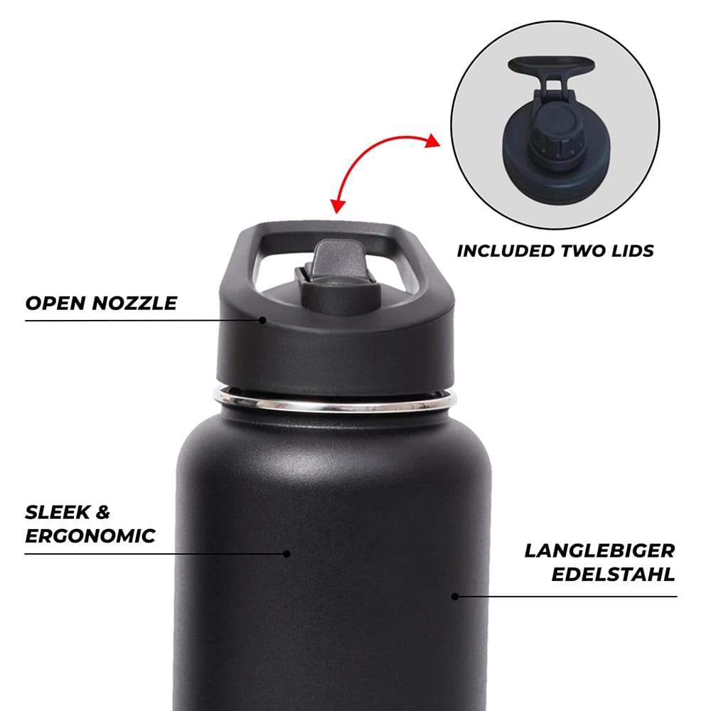 HYDRATE 32 oz Water Bottle, Black