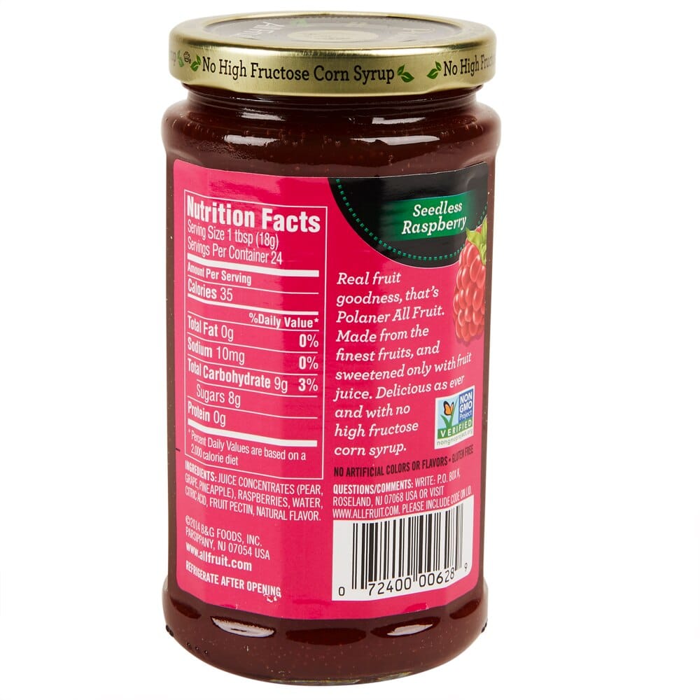 Polaner Seedless Raspberry All Fruit Preserve, 15.25 oz