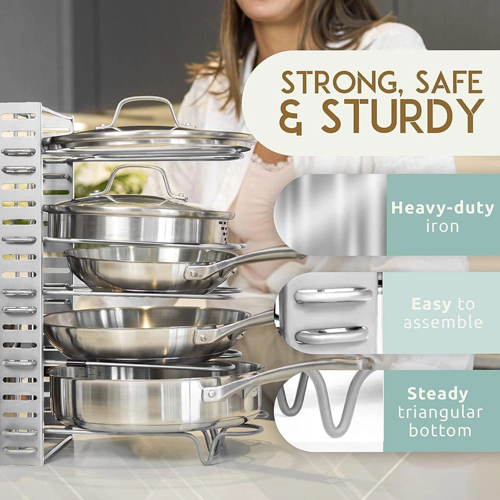 Pan Organizer Rack for Cabinet, Silver