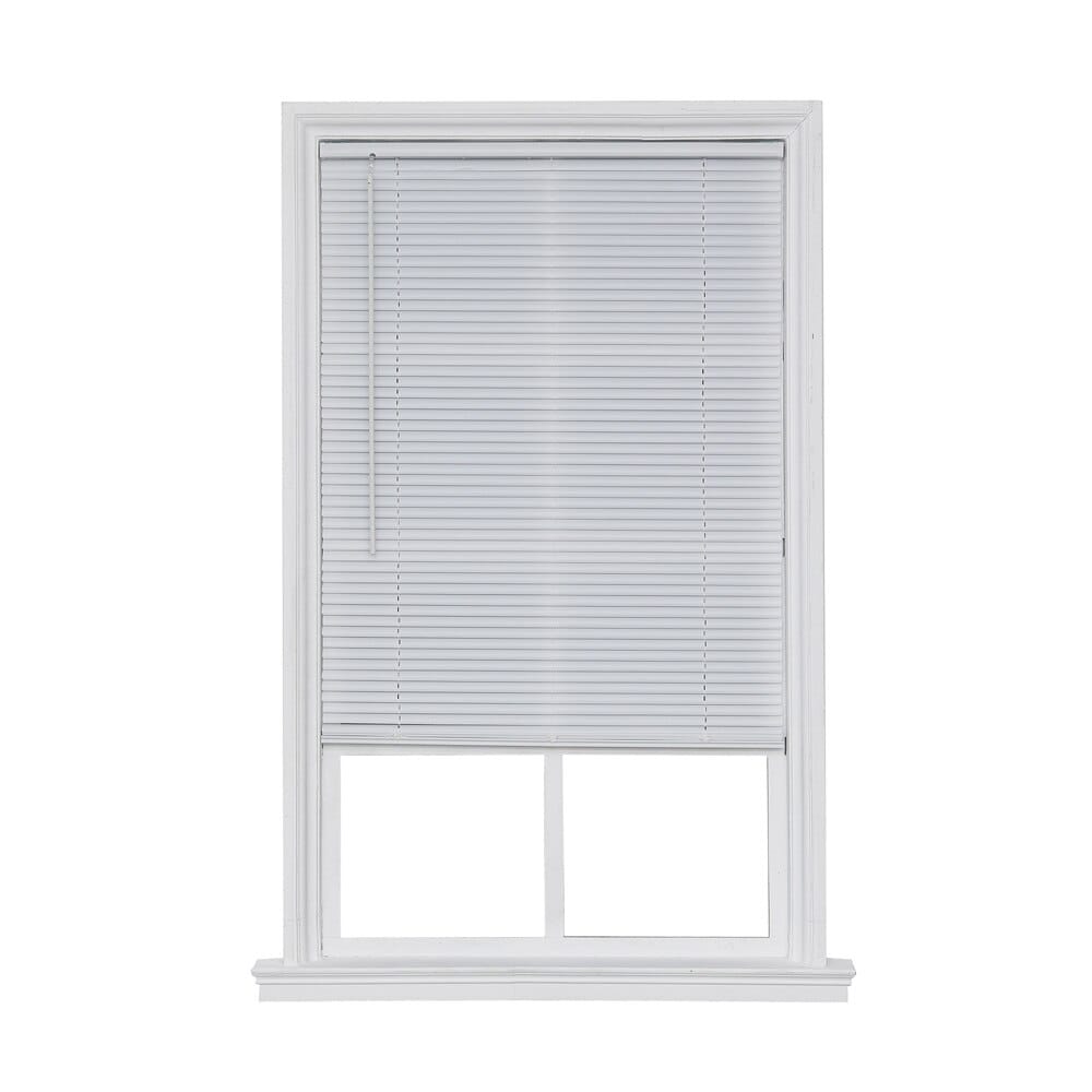 Home Basics Cordless Light Filtering Vinyl Mini Blinds, White, 43" x 64"