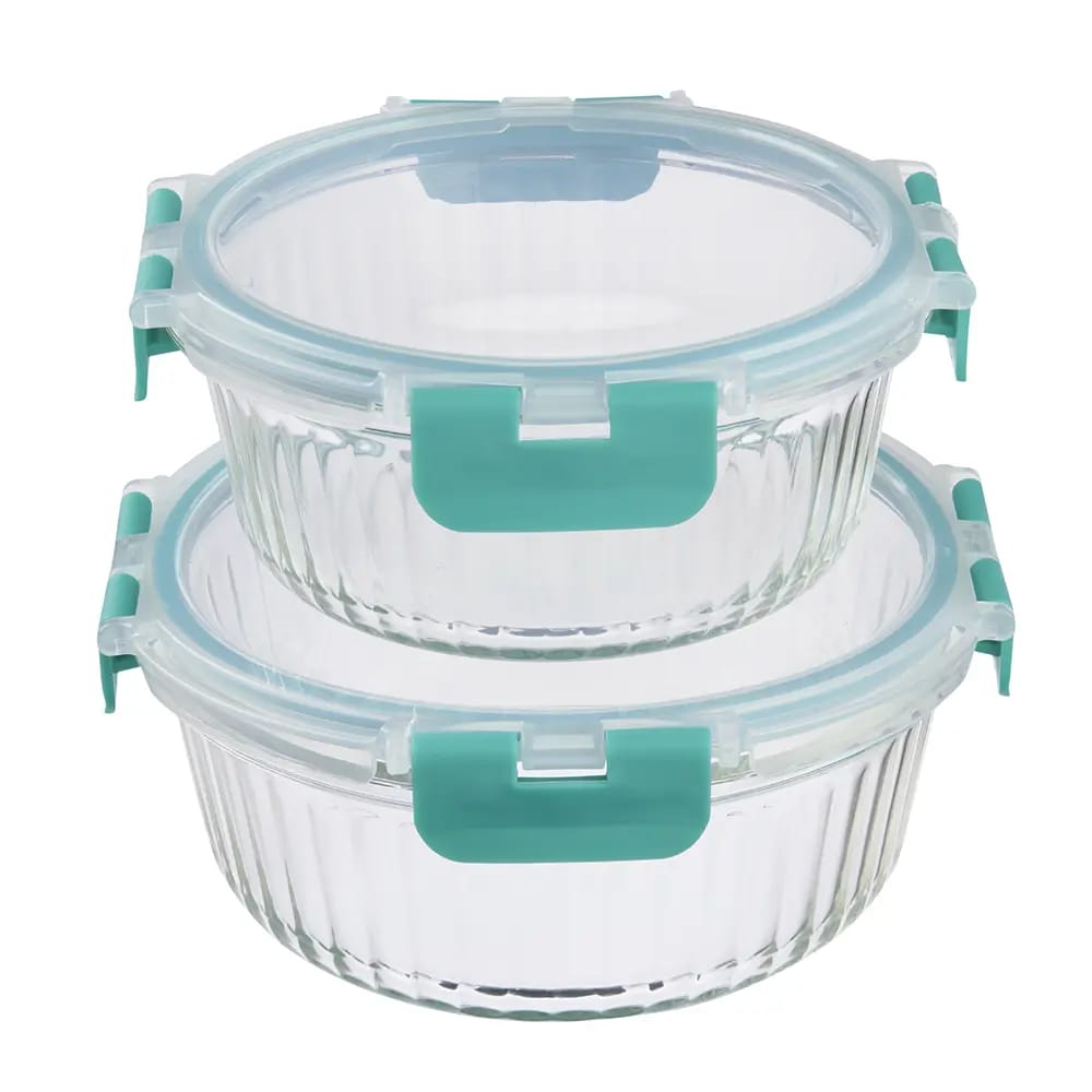 Round Glass Food Storage, 2pk
