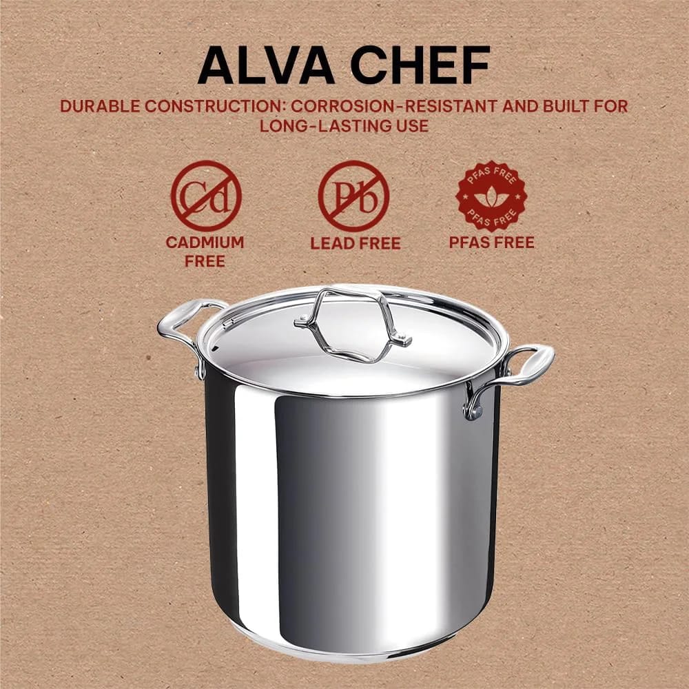 Alva Chef 10.5 Qt Stainless Steel Stockpot with Lid