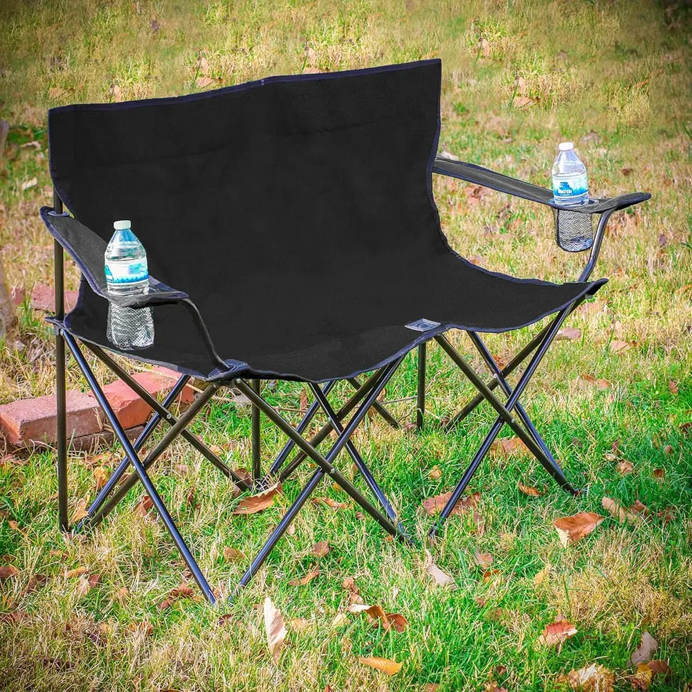 Loveseat Style Double Camp Chair, Black