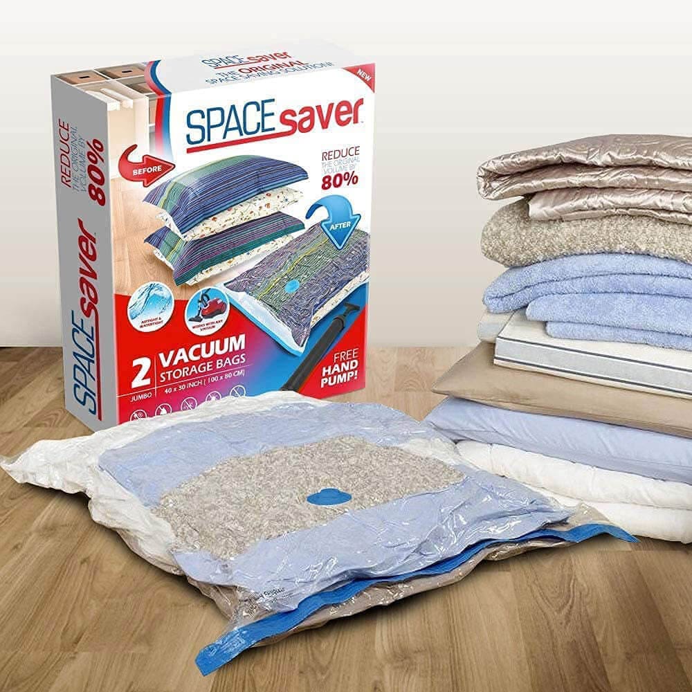 thumbnail image 2 of 8-Pack JUMBO Vacuum Storage Bags By STORAGE MASTER – Reusable, Space Saver, Blue Tartan 2 of 6