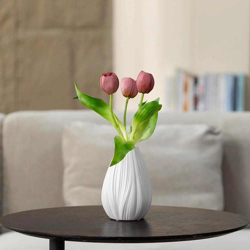 Vintage Home 12" Tulips in Boho Vase, Pink, 3 Pack