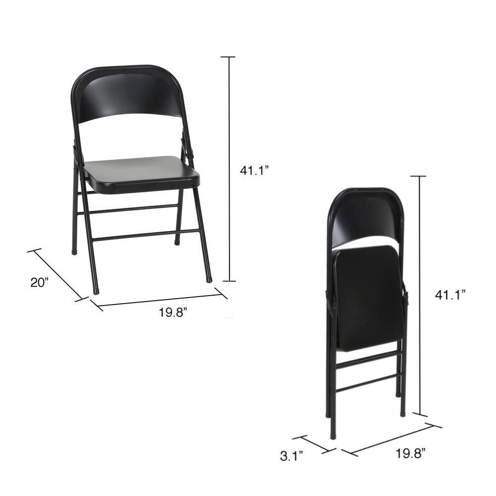 COSCO Bridgeport XL All-Steel Commercial Folding Chairs, Black, 4 Pack