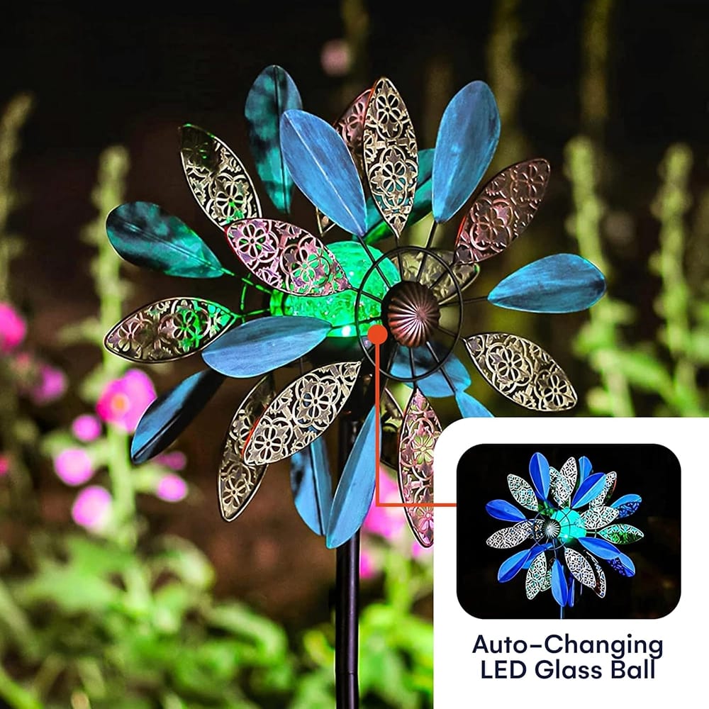 SteadyDoggie 75" Solar Wind Spinner, Bronze/Blue