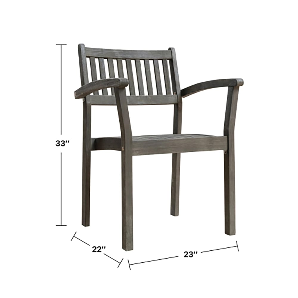 Patio Stacking Armchairs, Gray, Set of 2