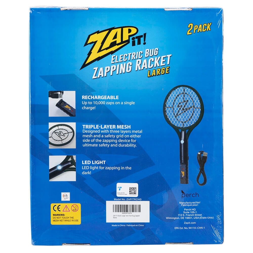 ZAP IT! Large Electric Bug Zapping Racket, 2 Count