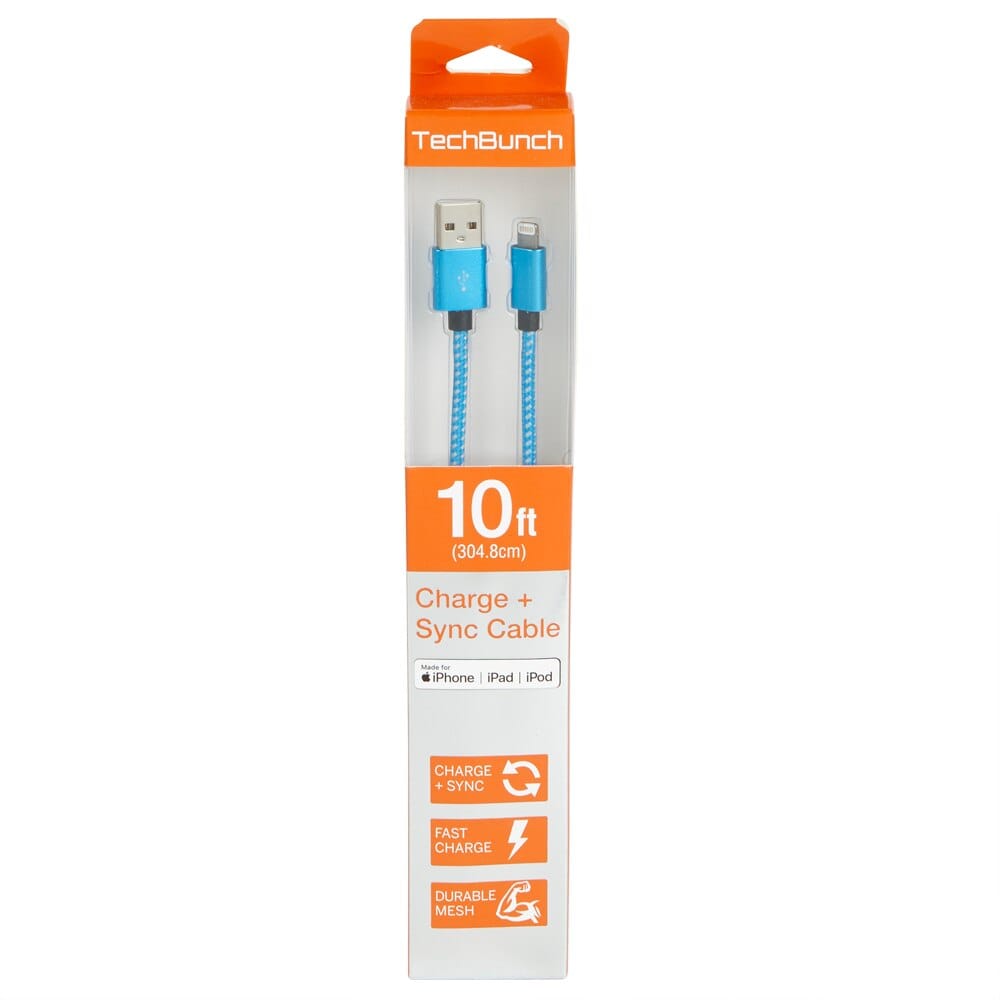 TechBunch Fast Charge + Sync Cable, 10'