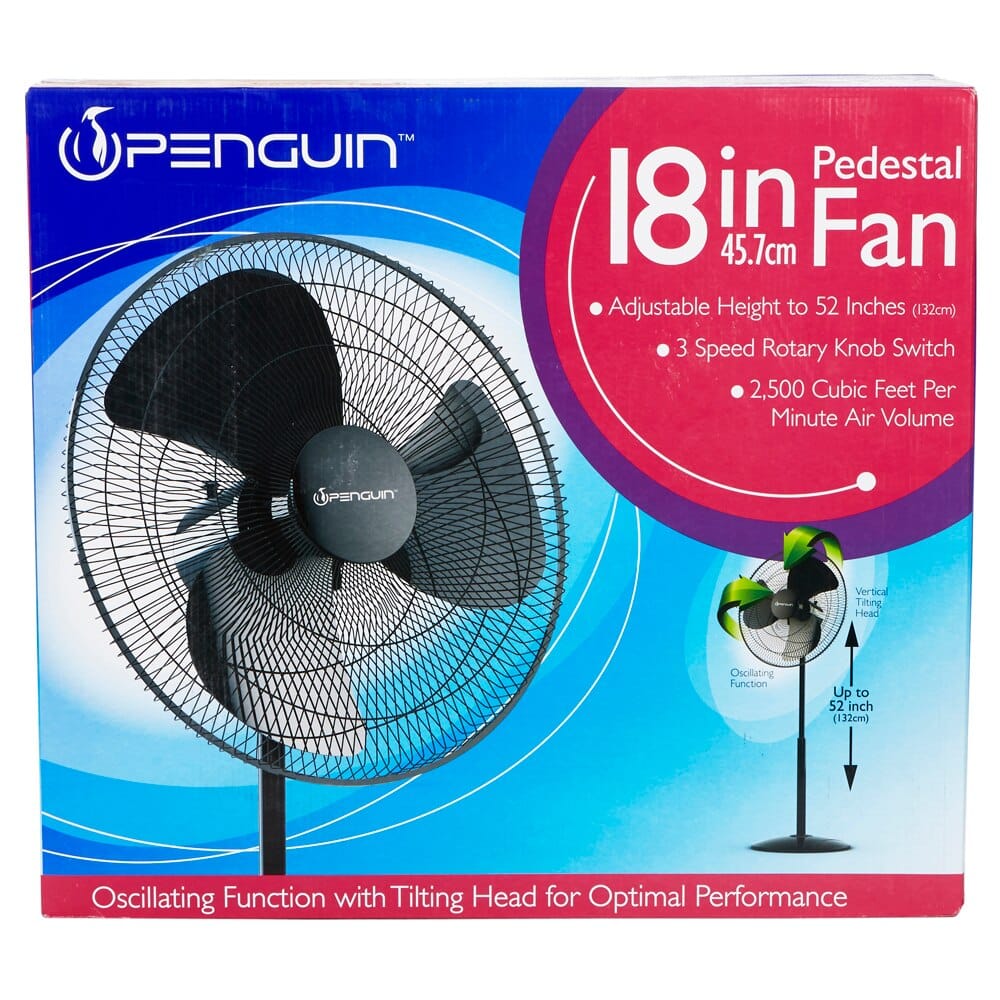 Penguin Adjustable Pedestal Fan, 18"