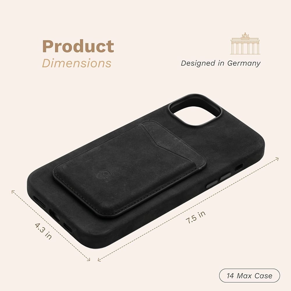 DONBOLSO Leather iPhone 14 Max Phone Case, Vintage Black