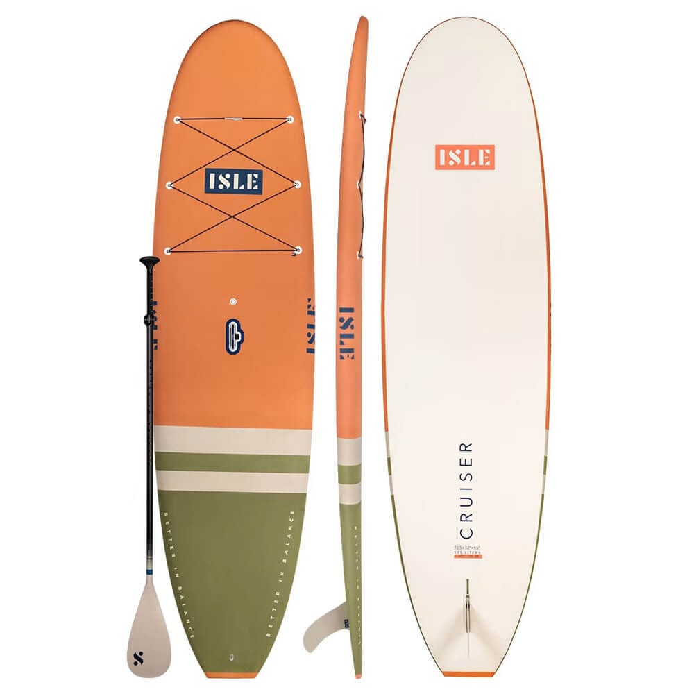 ISLE Cruiser 10'5" Hard Stand Up Paddle Board Package, Peach/Moss