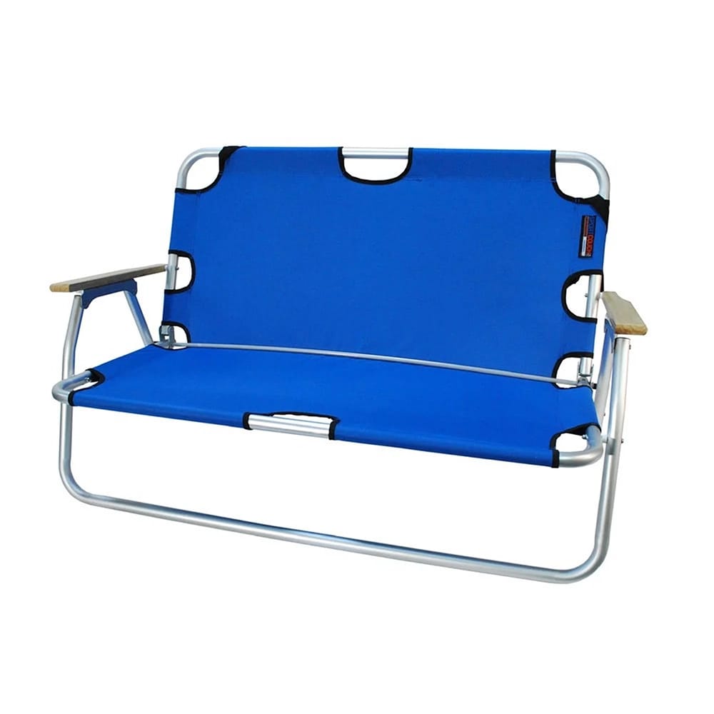 Tailgater 2-Person Folding Aluminum Chair, Blue