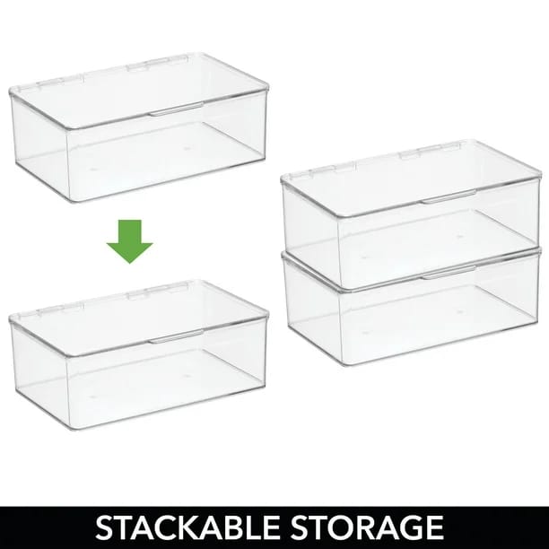 mDesign Plastic Stacking Storage Box, 8 Pack